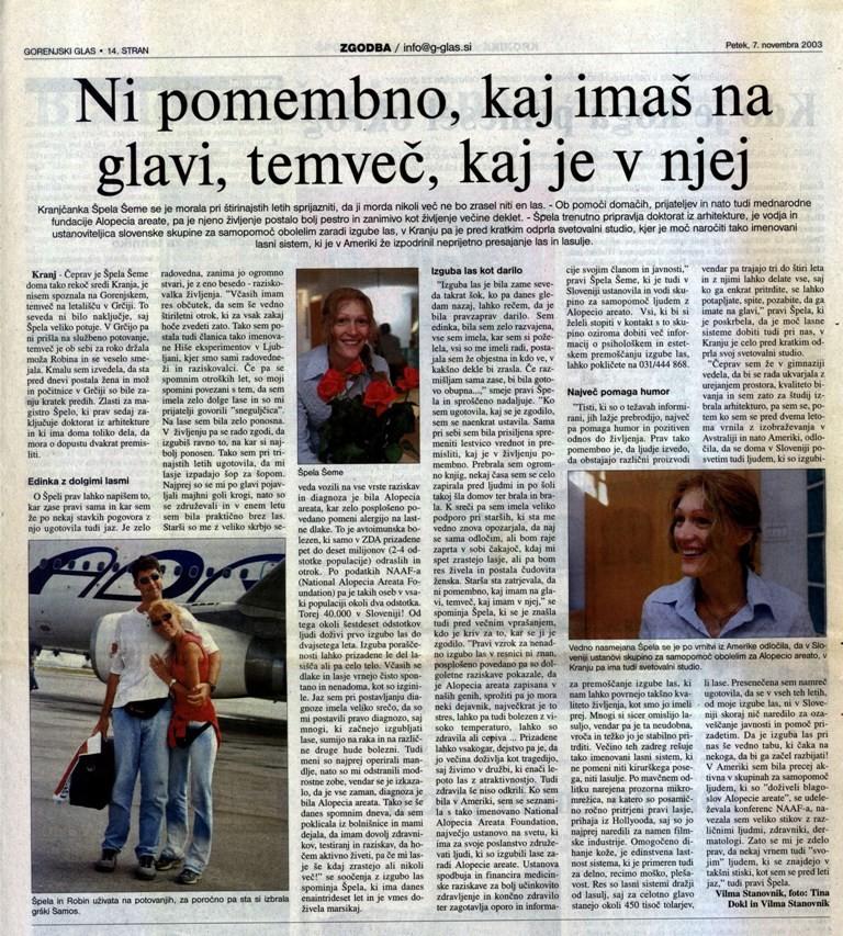 Gorenjski glas - November 2003